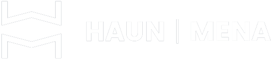 Haun Mena Logo in White